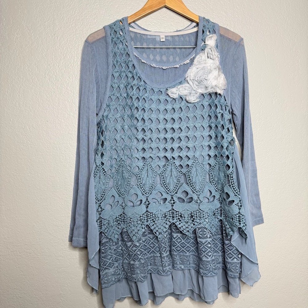 PRETTY ANGEL top sz M  BOHEMIAN HIPPIE Gypsy Victorian